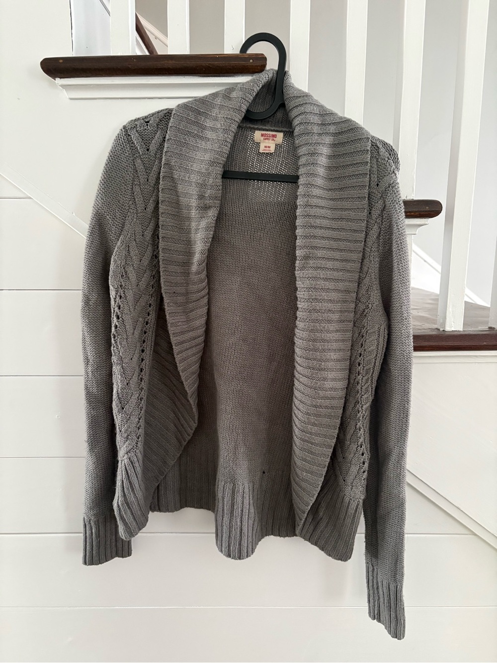 Massimo Gray Open-Front Shawl Collar Cardigan
